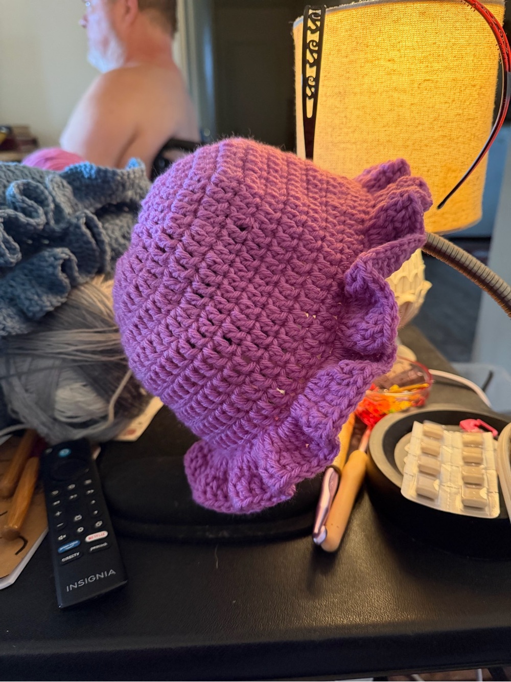 2 Handmade Crochet Ruffle Hat -